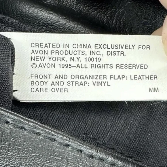 Vintage Avon Black and Brown Leather Purse Boho Bag Cross Body - Picture 7 of 8